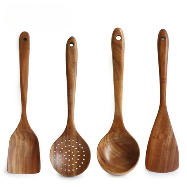 NatureCraft Teak Kitchen Essentials – 7-Piece Wooden Cooking Set