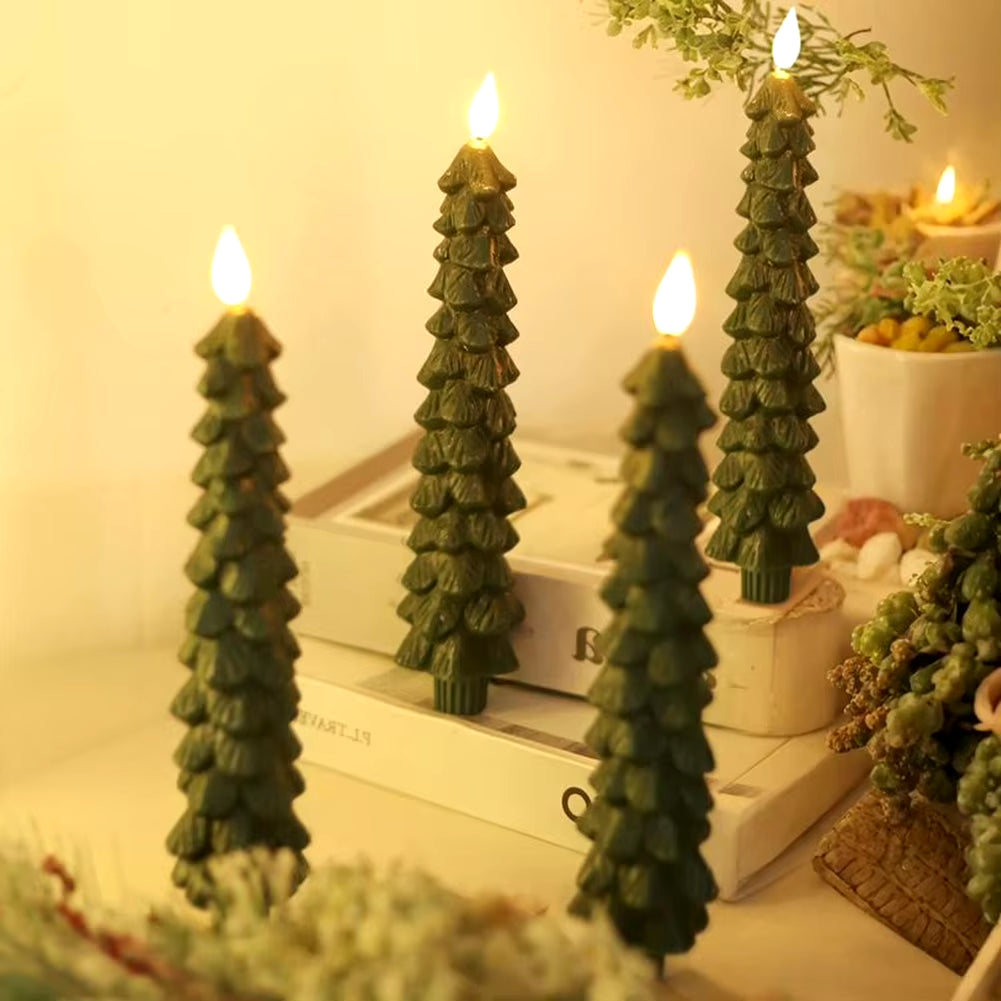 Festive Pinecone LED Tree Candles – Flameless & Remote-Controlled for a Cozy Holiday Glow!