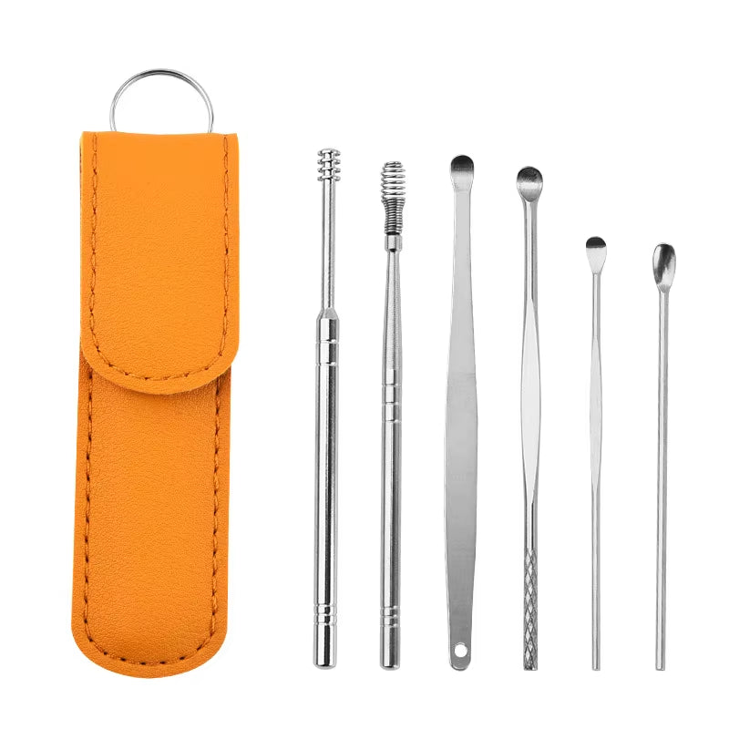 6-Piece Stainless Steel Ear Wax Removal Tool Set – Gentle, Effective, and Portable