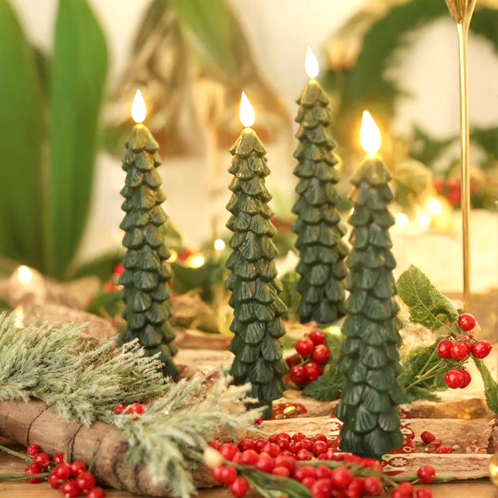 Festive Pinecone LED Tree Candles – Flameless & Remote-Controlled for a Cozy Holiday Glow!