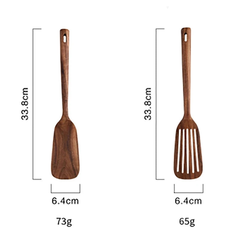 NatureCraft Teak Kitchen Essentials – 7-Piece Wooden Cooking Set