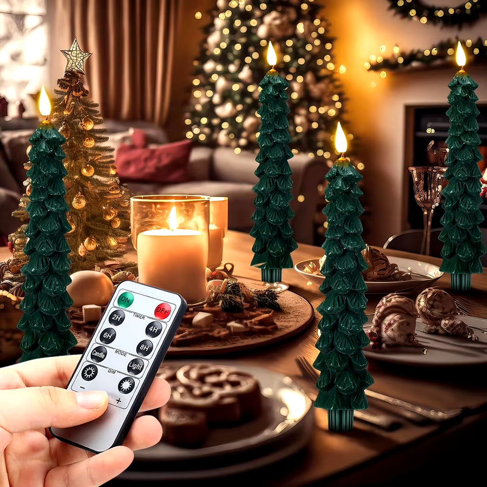 Festive Pinecone LED Tree Candles – Flameless & Remote-Controlled for a Cozy Holiday Glow!