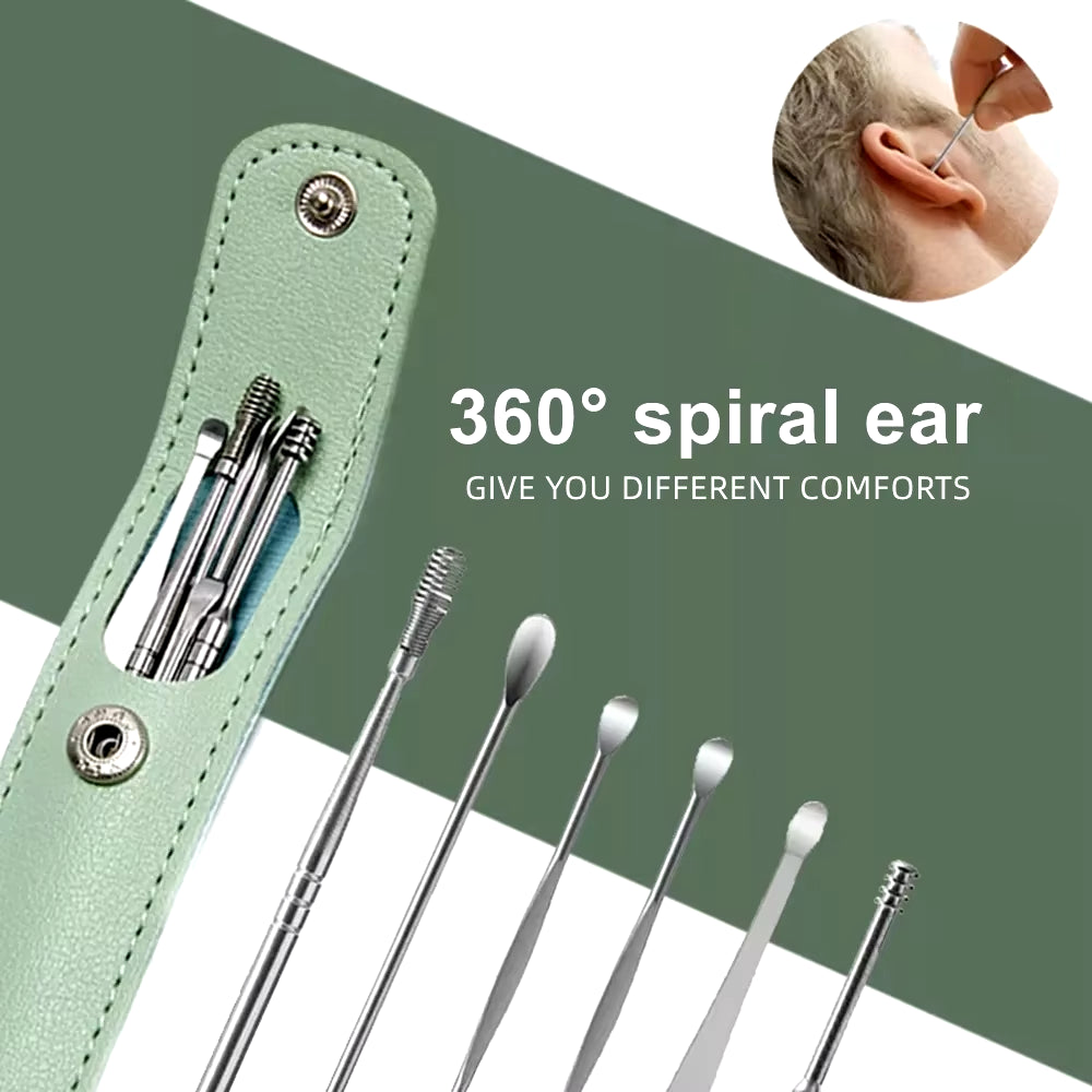 6-Piece Stainless Steel Ear Wax Removal Tool Set – Gentle, Effective, and Portable