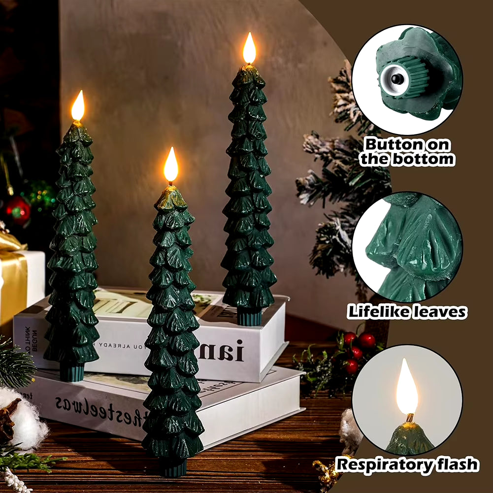 Festive Pinecone LED Tree Candles – Flameless & Remote-Controlled for a Cozy Holiday Glow!