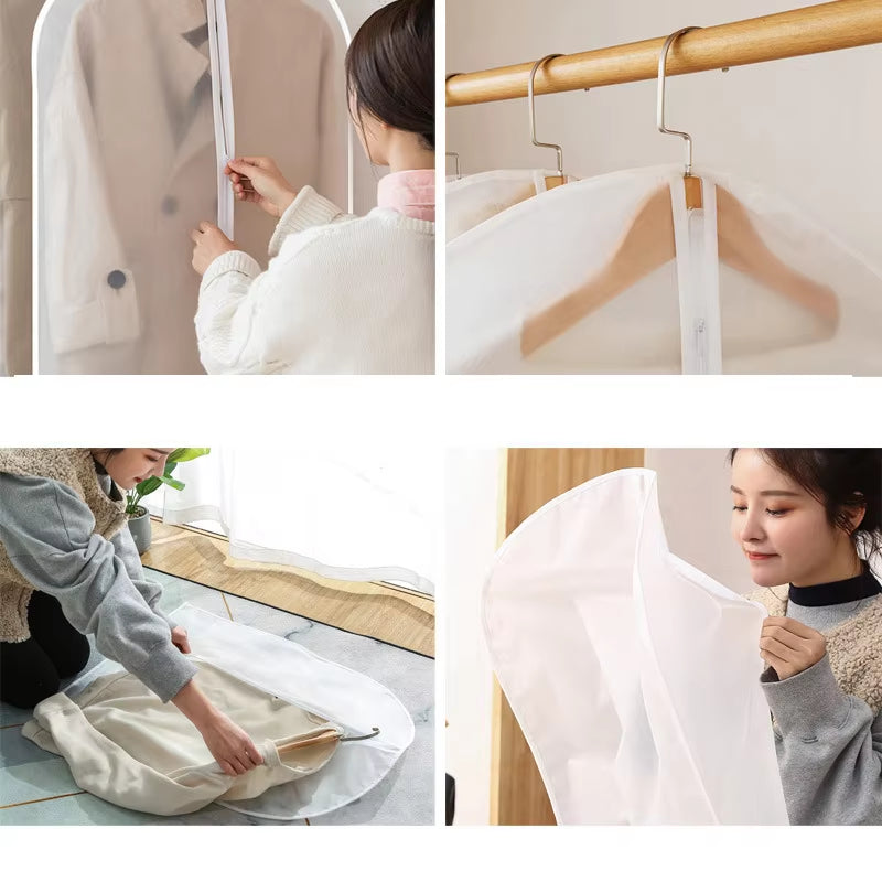 Dust Proof Garment Protector Cover Bag Fully Enclosed Clothes Cover with Zipper Clothes Bags Hanging Durable Clothes Storage Bag